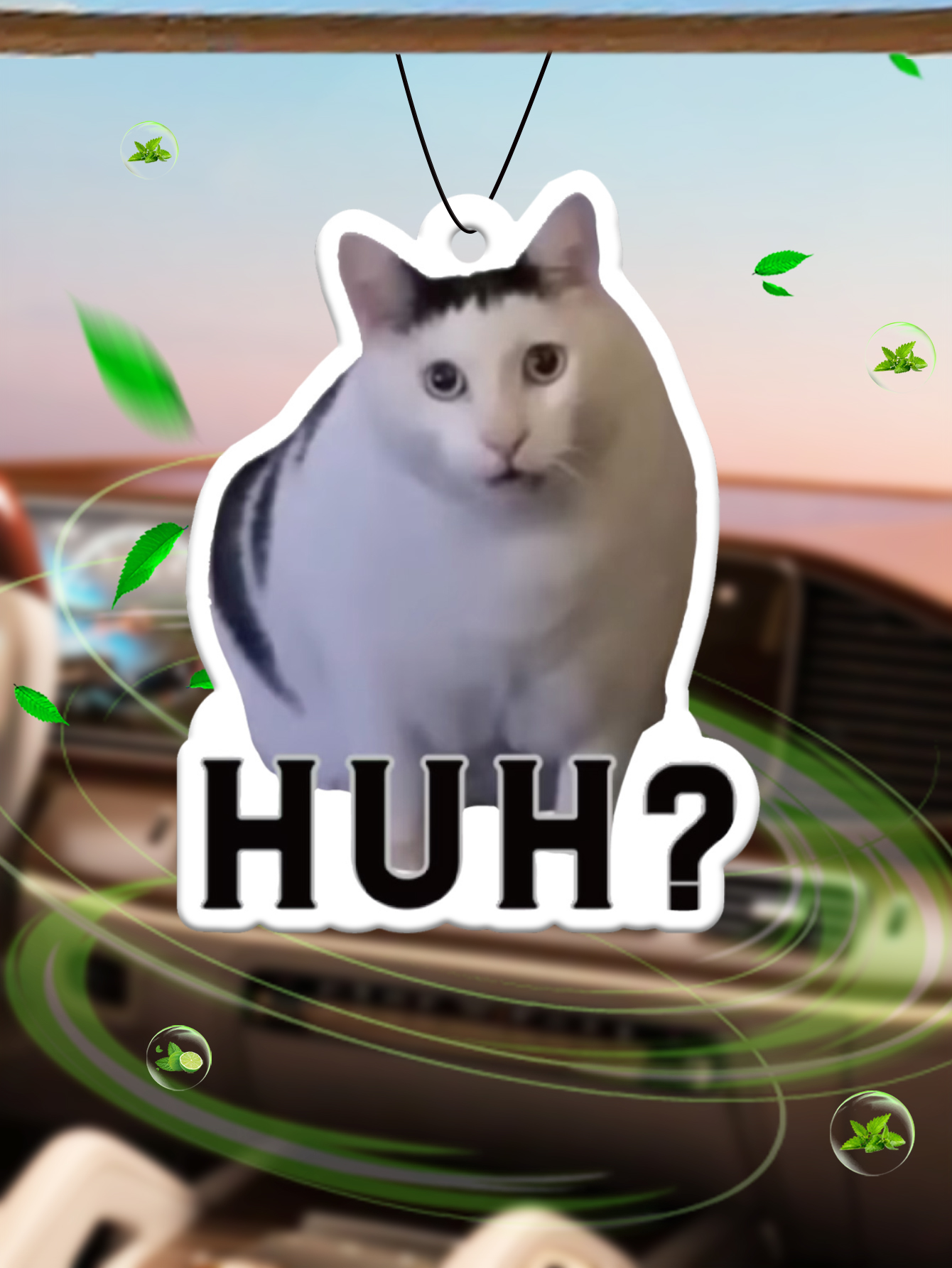 Perfume Fragrance Emoji - Huh? Cute White Cat Emoji Car
